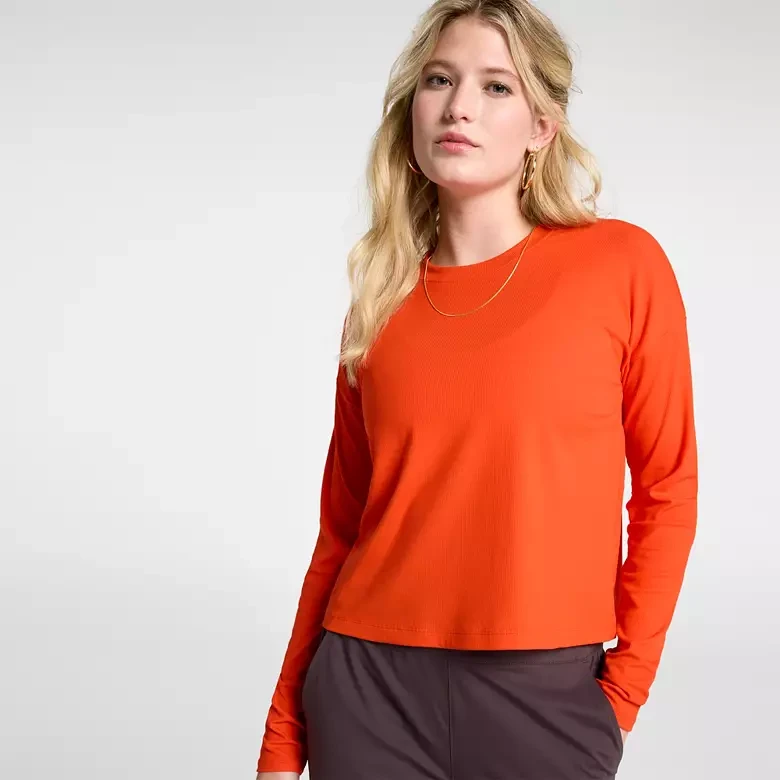 CALIA Women's Everyday Rib Boxy Long Sleeve Tee