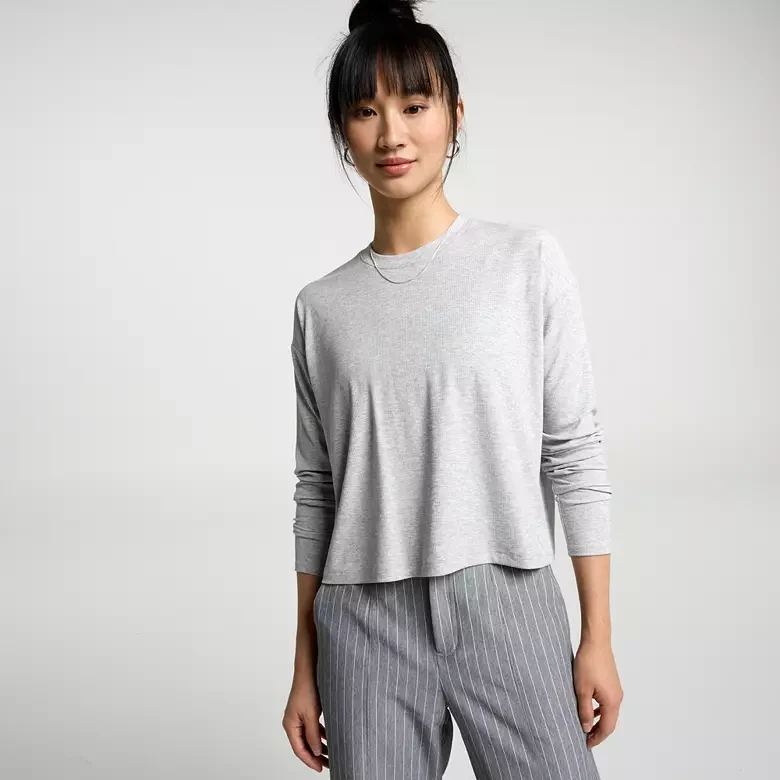 CALIA Women's Everyday Rib Boxy Long Sleeve Tee