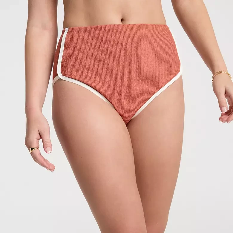 CALIA Women's Tipped High Rise Bikini Swim Bottoms