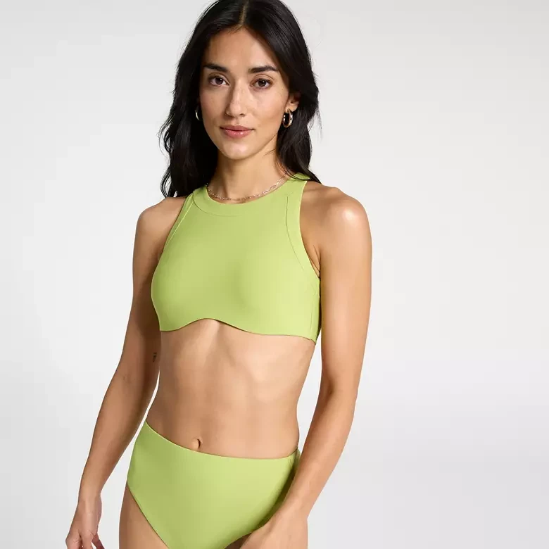CALIA Women's Open Back High Neck Bikini Top